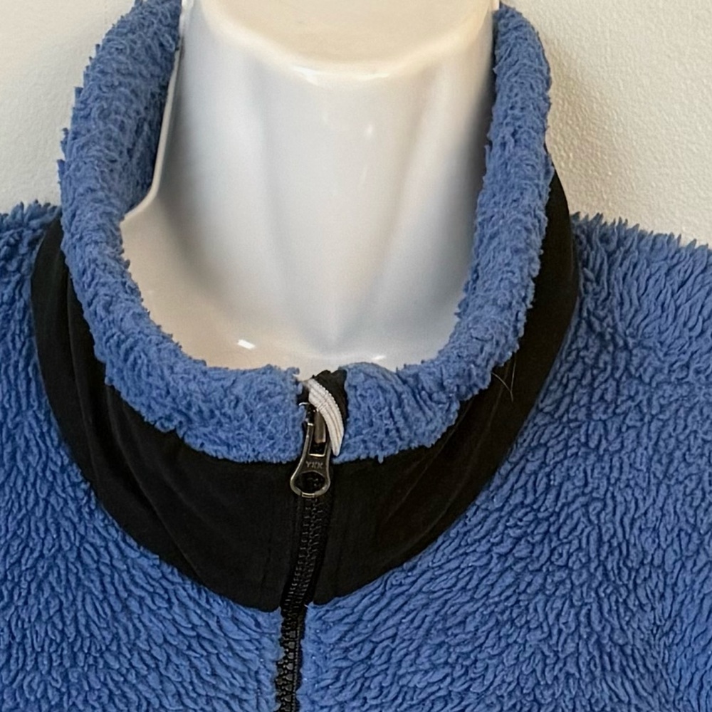 Vintage Mountain Hard Wear XL Jacket Polartec Womens Blue Black Fleece Full Zip - Picture 7 of 7